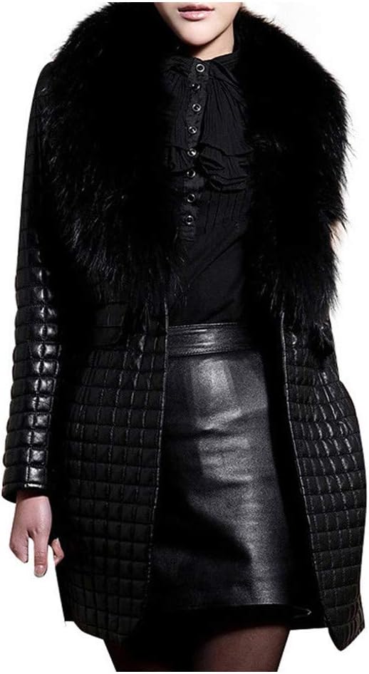 IQYU Giacca in pelliccia sintetica da donna, colore nero, con pelliccia, giacca invernale di grandi dimensioni, elegante cappotto di pelliccia, lungo, caldo, in finta pelliccia