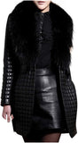 IQYU Giacca in pelliccia sintetica da donna, colore nero, con pelliccia, giacca invernale di grandi dimensioni, elegante cappotto di pelliccia, lungo, caldo, in finta pelliccia