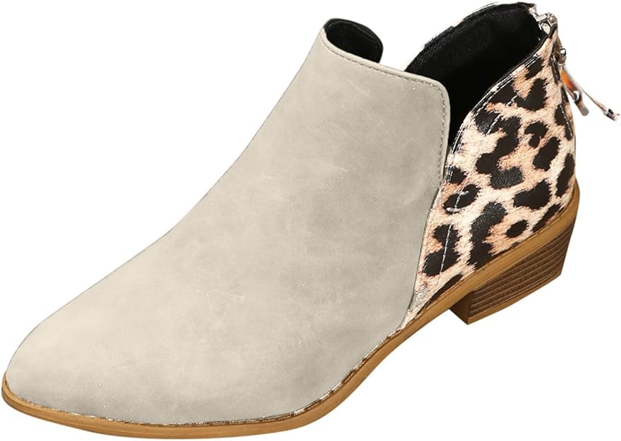 Stivaletti da donna con motivo leopardato, stivaletti da donna con tacco, stivali corti, con tacco alto, stivali da donna eleganti e comodi