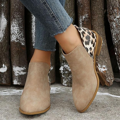 Stivaletti da donna con motivo leopardato, stivaletti da donna con tacco, stivali corti, con tacco alto, stivali da donna eleganti e comodi