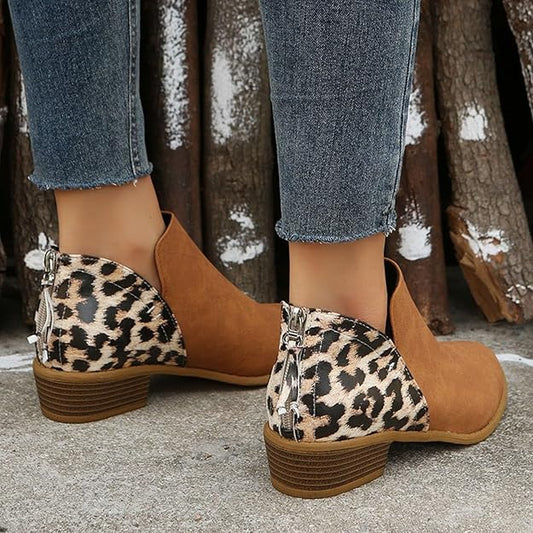 Stivaletti da donna con motivo leopardato, stivaletti da donna con tacco, stivali corti, con tacco alto, stivali da donna eleganti e comodi