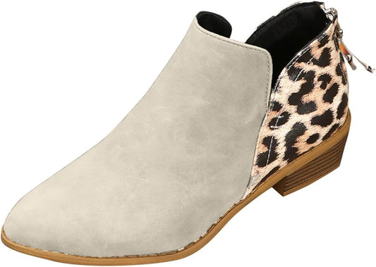 Stivaletti da donna con motivo leopardato, stivaletti da donna con tacco, stivali corti, con tacco alto, stivali da donna eleganti e comodi