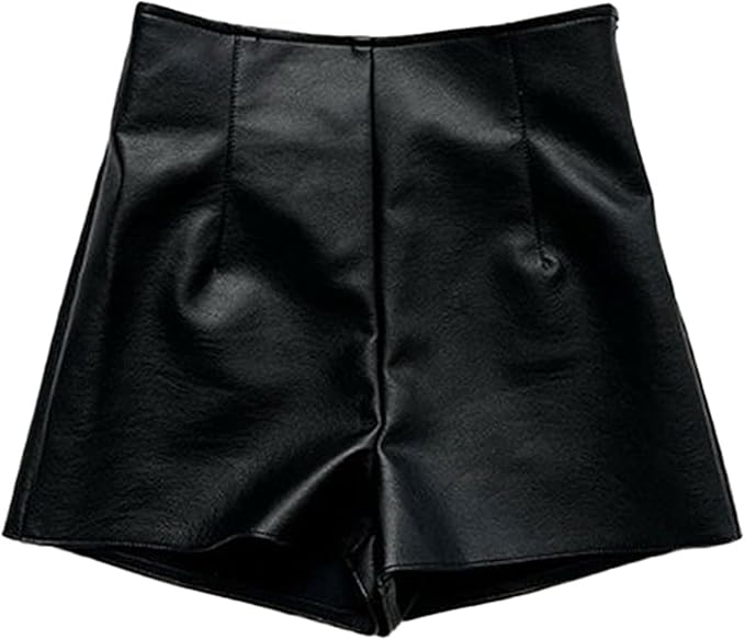 Short da donna in ecopelle, vestibilità stretta, sexy, seducente, con chiusura lampo nascosta