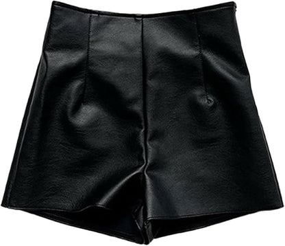 Short da donna in ecopelle, vestibilità stretta, sexy, seducente, con chiusura lampo nascosta