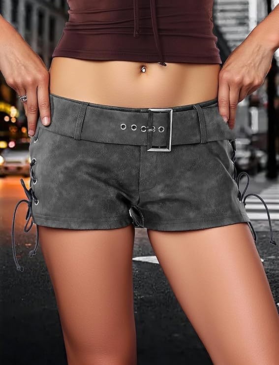 Pantaloncini Corti Ecopelle Vita Bassa