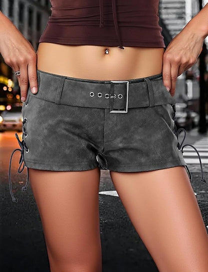 Pantaloncini Corti Ecopelle Vita Bassa