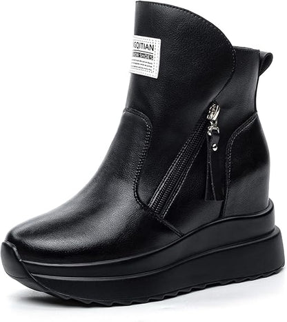 Sneakers Zeppa Donna Scarpe da Ginnastica Moda Pelle Alte tacco interno 9 cm