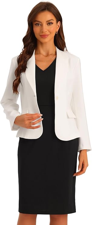 Tailleur Eleganti per Affari 2 Pezzi da Ufficio con Scollo A V Giacca con Risvolto Dentellato
