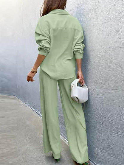 Tailleur Cerimonia Coordinato Pantaloni e Camicia Moda Casual Chic