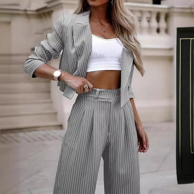 Tailleur Pantalone eleganti Con Risvolto giacca Maniche Lunghe