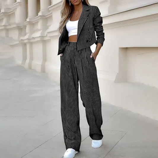 Tailleur Pantalone eleganti Con Risvolto giacca Maniche Lunghe