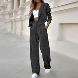 Tailleur Pantalone eleganti Con Risvolto giacca Maniche Lunghe