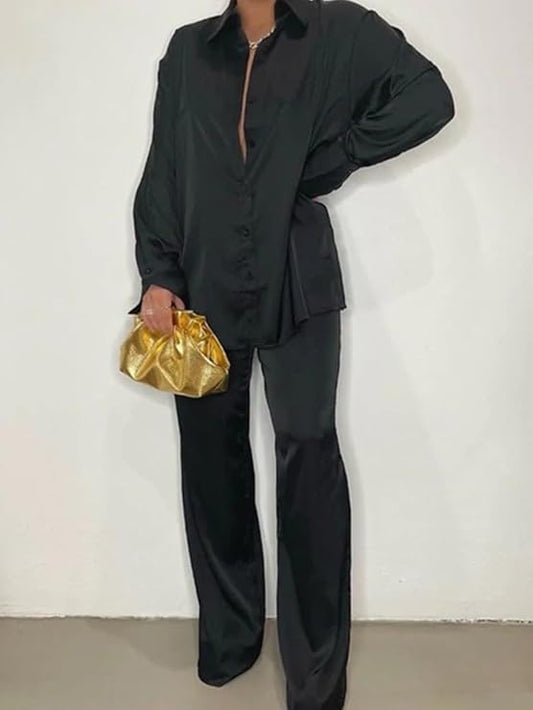 Tailleur Cerimonia Coordinato Pantaloni e Camicia Moda Casual Chic