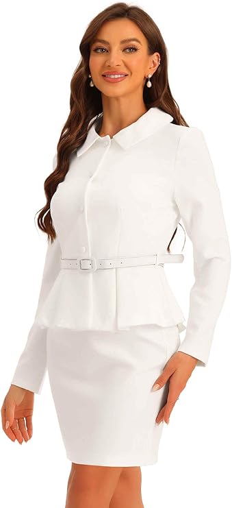 Tailleur Donna Eleganti Peplo da Lavoro 2 Pezzi