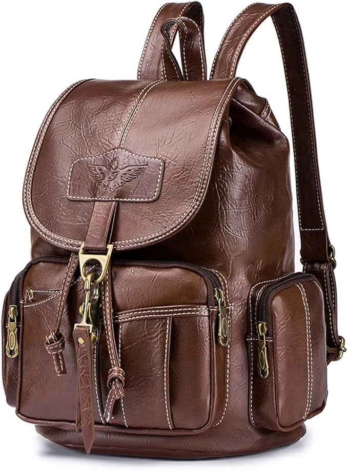SPAHER® Zaino Donna Pelle, Borsa Zainetto Donna Cuoio Vintage Zaino da Viaggio aereo Bagaglio a Mano Antifurto Impermeabile Daypack per Viaggio Lavoro Scuola, Caffè