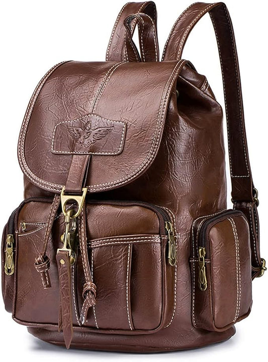 SPAHER® Zaino Donna Pelle, Borsa Zainetto Donna Cuoio Vintage Zaino da Viaggio aereo Bagaglio a Mano Antifurto Impermeabile Daypack per Viaggio Lavoro Scuola, Caffè