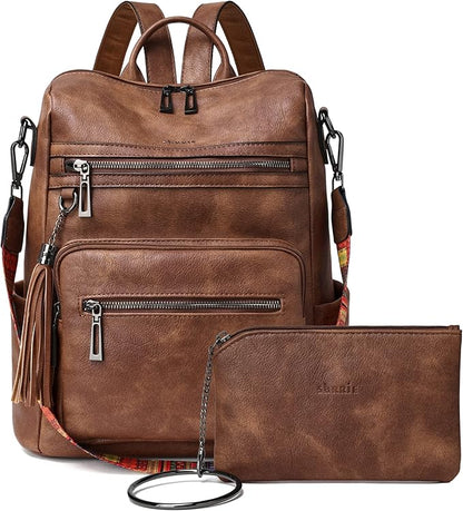 Shrrie Zaino Donna con Portafoglio, Borse a Zainetto Elegante Zaino PU Pelle